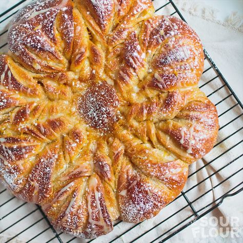 Orange Cardamom Sourdough Brioche Star Bread Star Bread Recipe, Sourdough Brioche, Cardamom Recipe, Orange Cardamom, Star Bread, Bread Sourdough, Brioche Recipe, Prepared Eggs, Starter Recipes