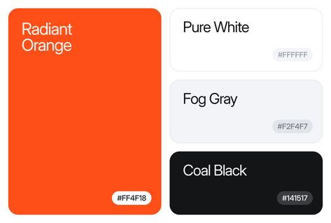 Sport Brand Color Palette, Orange Black Color Palette, Futuristic Colour Palette, Ui Color Palette, Minimal Colour Palette, Product Moodboard, Orange Branding, Stationary Brand, Orange Color Palette