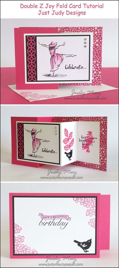 Double_Z_Joy_Fold_Flyer Joy Fold Card, Z Cards, Fancy Fold Card Tutorials, Card Folds, Fun Folds, Fold Cards, Fancy Fold Cards, Card Tutorial, Craft Tutorial