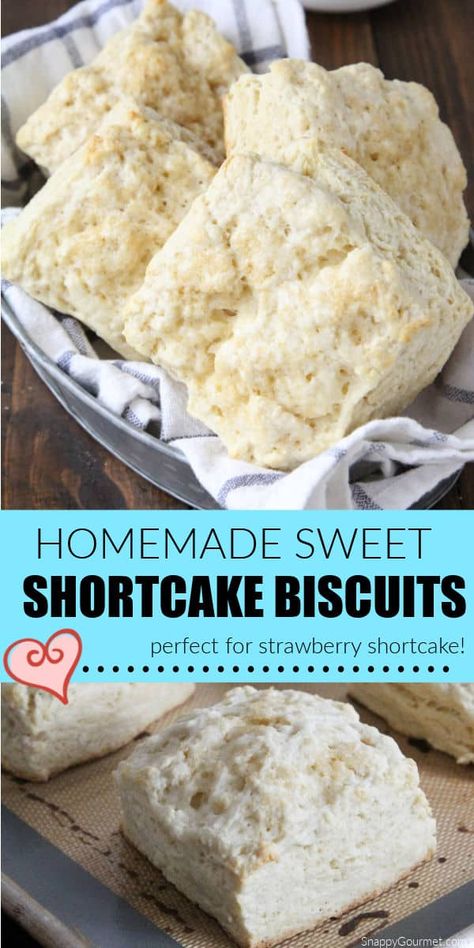 Sweet Shortcake Biscuits, are part cake and part biscuits. This easy homemade treat is perfect for strawberry shortcake or topped with other fruit such as blueberries, peaches, raspberries, and more. Drop Biscuits For Strawberry Shortcake, Strawberry Biscuit Shortcake, How To Make Shortcake, Buttermilk Shortcake Recipe, Sweet Shortcake Biscuits, Sweet Buiscits Recipes, Sweet Biscuits For Strawberry Shortcake, Short Bread Biscuit Recipe Easy, Dessert Biscuit Recipes