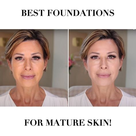 The Best Foundations for Mature Skin | Choosing the right foundation for your skin can be tough, but choosing the right foundation for *mature* and dry skin is even tougher! I'm trying 6 high... | By Dominique Sachse Dominique Sachse Makeup, Best Foundation For Aging Skin Over 50, Best Foundation For Over 40, Dominique Sachse Hair, Foundation For Older Skin, Pro Makeup Tips, Dominique Sachse, Dior Foundation, Types Of Foundation