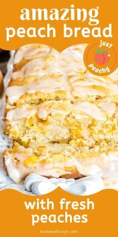 Peach Bread With Canned Peaches, Fresh Peach Bread, Peach Bread Recipe, Peach Quick Bread, Peach Glaze, Easy Quick Bread, Fresh Peach Recipes, Peach Bread, Dessert Breads