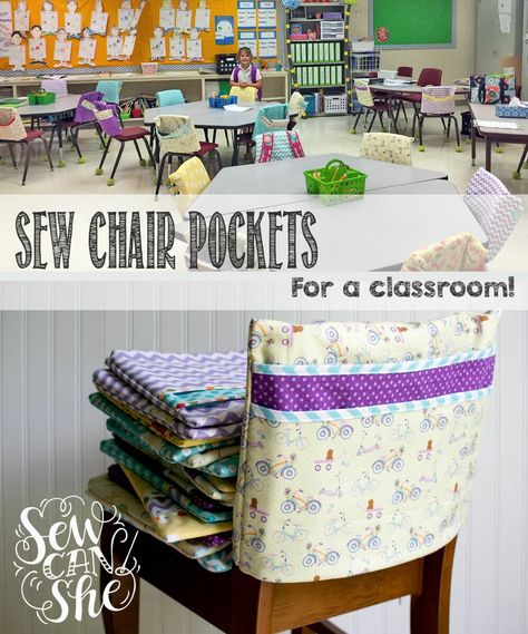 How to Sew Chair Pockets for a Classroom! Seat Sacks, Sew Can She, Chair Pockets, Sewing Chair, School Chair, Diy Music, Sewing Tutorials Free, Sewing School, Diy Chair