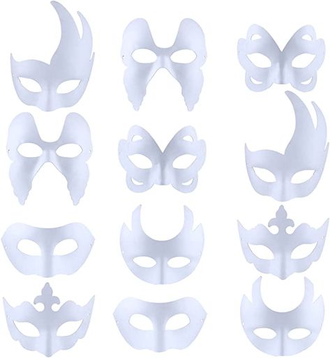 AmazonSmile: Coxeer White Masks, 12PCS DIY Unpainted Masquerade Masks Plain Half Face Masks: Clothing Diy Masquerade Mask, White Masquerade Mask, Masquerade Mask Diy, White Masks, Paper Face Mask, Blank Mask, Mask Dance, Masquerade Masks, Half Mask