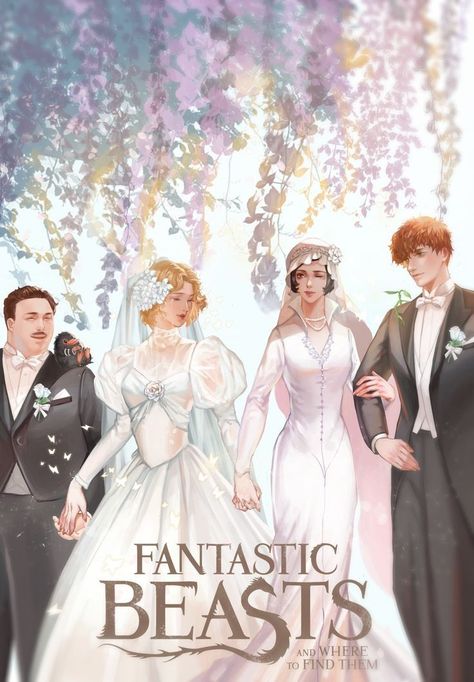 Queenie X Jacob, Theseus X Leta, Newt And Tina Fan Art, Theseus And Newt, Newt And Theseus Scamander, Newt X Tina, Theseus Scamander, Fanart Harry Potter, Hery Potter