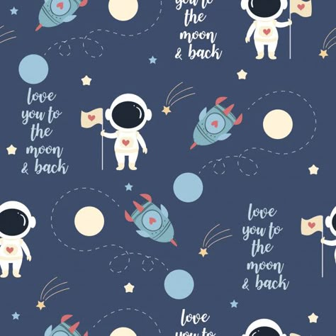 Space Pattern, Cute Astronaut, Desain Quilling, Space Birthday, Space Party, Kids Fabric, Space Print, Kids Wallpaper, Pattern Illustration