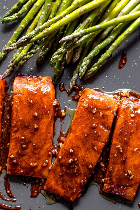 honey bbq salmon and asparagus with creamy polenta – The Foul-Mouth Gourmet Honey Bbq Salmon, Asparagus Breakfast, Bbq Salmon, Honey Barbecue, Chipotle Chili Powder, Creamy Polenta, Chipotle Chili, Salmon And Asparagus, Honey Bbq