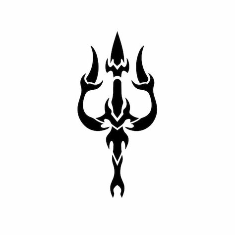 Trident symbol logo tribal tattoo design... | Premium Vector #Freepik #vector #trident #poseidon #logo-concept #ocean-logo Neptune Trident, Trident Symbol, Tattoo Design Stencil, Trident Tattoo, Nautical Logo, Trident Logo, Sports Logo Design, Pencak Silat, Monochrome Prints