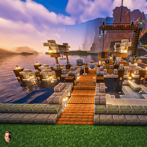 Minecraft fishing and boat docking Station. A permanent crane with winch built for unloading and loading boats, ships, and other vessels for the local town. #Minecraft #Minecraftbuilds #minecraftbuildingideas #minecraftguide #minecrafttutorial #minecraftdesign #minecraftdesigns #minecraftguide #minecraftbuild #minecraft120 #minecraftjava #minecrafttips #minecrafttipsandtricks #minecraftdock #minecraftdocks #minecraftcrane #minecraftcranedesign #minecraftfish #minecraftfishing #minecraftboat Minecraft Loading Dock, Boat Port Minecraft, Minecraft Dock Ideas Aesthetic, Fishing Minecraft Ideas, Fishing Port Minecraft, Fish Dock Minecraft, Japanese Dock Minecraft, Fishing Dock Minecraft Ideas, Minecraft Boat Rack