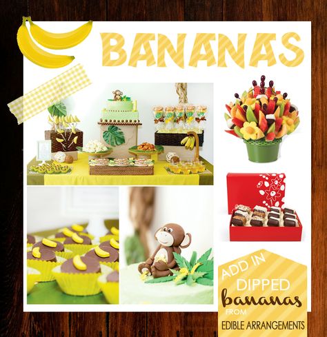 Adorable Banana themed party ideas! Monkey Themed Birthday Party, Monkey Party Ideas, Banana Party, Monkey Birthday Parties, Monkey Baby Shower, Monkey And Banana, Birthday Party Desserts, Monkey Birthday, Party Dessert Table