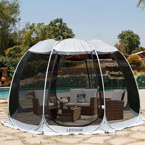 Amazon.com : Leedor Gazebos for Patios Screen House Room 4-6 Person Canopy Mosquito Net Camping Tent Dining Pop Up Sun Shade Shelter Mesh Walls Not Waterproof Gray, 10'x10' : Garden & Outdoor Igloo Tent, Tents Camping Glamping, Screened Gazebo, Portable Gazebo, Screen Tent, House Frame, Camping Things, Camping Canopy, Yard Area