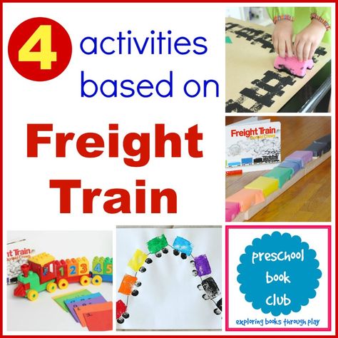 Freight Train Activities from Preschool Book Club Freight Train Book Activities, Prek Transportation, Trains Preschool, Transportation Unit, Literacy Activities Kindergarten, Transportation Activities, Transportation Preschool, Train Book, Train Theme