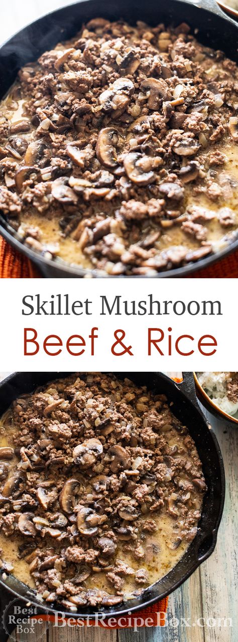 Beef Mushroom Rice, Beef And Mushroom Recipe, Beef And Mushrooms, Mushroom Rice Recipes, Recipe With Beef, Beef Mushroom, Crispy Oven Fried Chicken, Beef Rice, Mushroom Rice