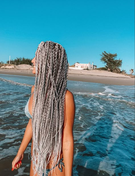 White Person Braids, White Women With Braids, Long Braids Styles, Box Braids White Girl, Hair Braids African, Hair Styles Grey, Elegant Braided Hairstyles, Blue And Black Braids, Black Braids Hairstyles