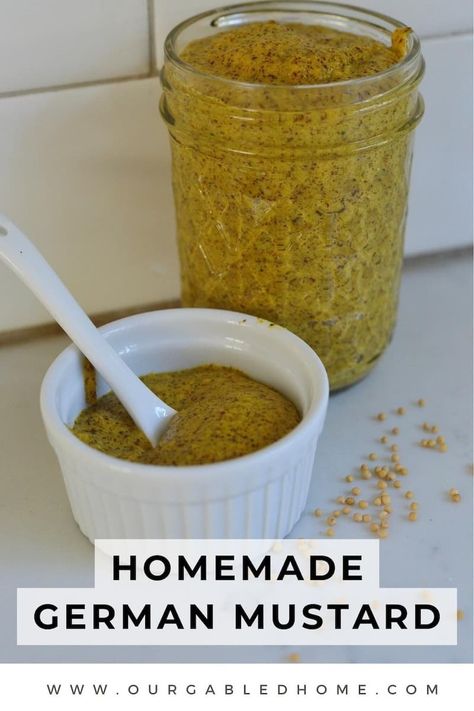 Skip lackluster store-bought mustard and instead make your own. This recipe is very easy to make and you will end up with a delicious, whole-grain German-style mustard that is full of flavor! It is perfect for all your grilled meats, sausages, and brats. German Mustard Recipe, Kebab Sauce, Beef Massaman Curry, Homemade Mustard, Mustard Dip, Canning Jar Labels, Mustard Recipe, Small Food Processor, Tailgate Food