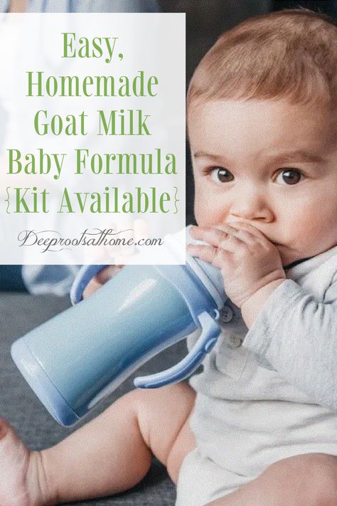 Easy, Affordable, Homemade Goat Milk Baby Formula {Kit Option}. #healthy #health #baby #food #babies #recipe #parents #parenting #moms #idea #diy #howto #easy #nutritious #infant #newborn #mothering #plan #planning #prepared #hungry #mealtime #foodprep #natural #brainfood via @deeprootsathome Newborn Formula, Goat Milk Formula, Goat Milk Recipes, Formula Recipes, Milk Baby, Babies Newborn, Goats Milk, Baby Goats, Homemade Baby