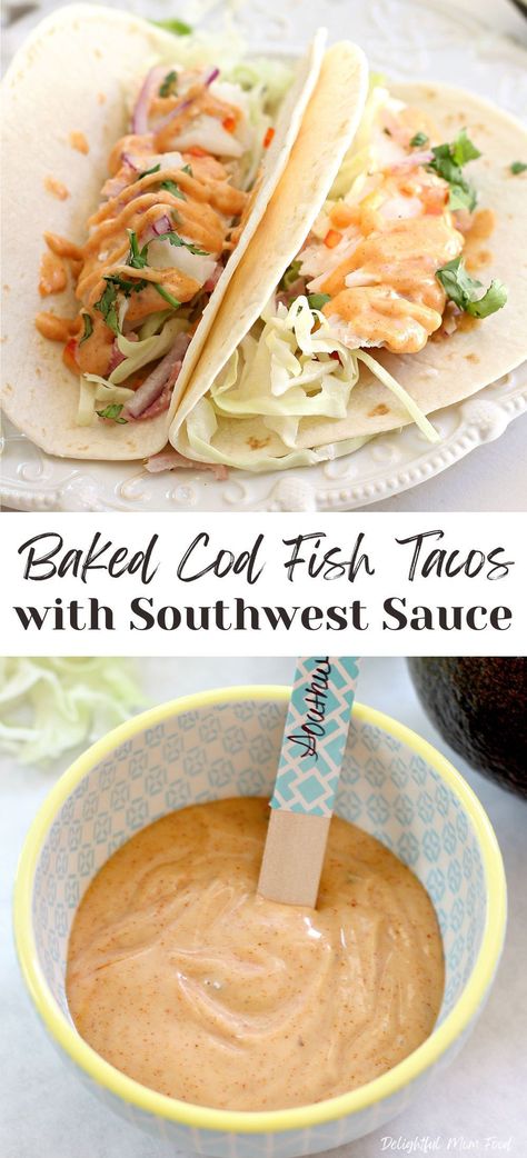 Baked Cod Fish Tacos, Sauce For Fish Tacos Easy, Grilled Fish Taco Recipe, Cod Tacos Recipes, Fish Tacos Cod, Cod Taco Recipes, Cod Tacos, Fish Taco Sauce Recipe, Sauce For Fish Tacos