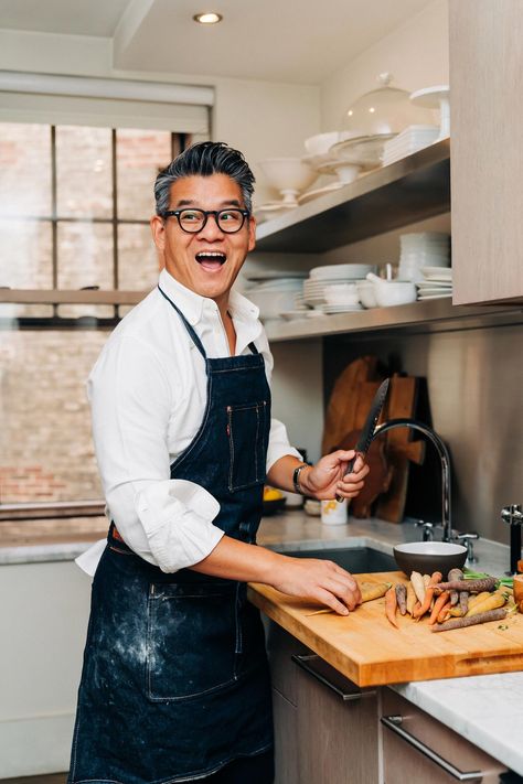 Man In Kitchen, Spinach Souffle, Kitchen Photography, Peter Som, Cooking Photos, Man Cooking, Lifestyle Shoot, Braised Short Ribs, Perfect Pies