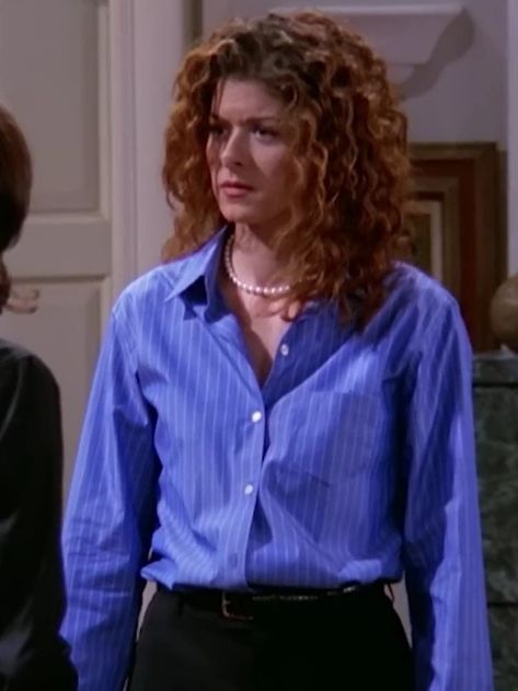 Grace Adler Hair Curly, Debra Messing Will And Grace, Debra Messing Hair Curly, Grace Adler Hair, Grace Adler Outfits, Grace Adler, Happy 2024, 90s Minimalism, Debra Messing