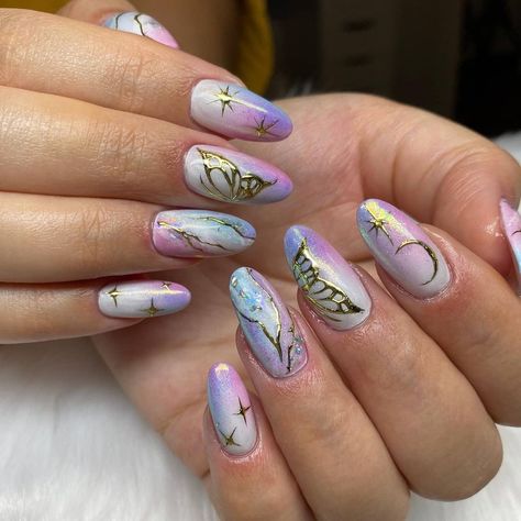 Winx Club Inspired Nails, Fairy Themed Nails, Fairy Wing Nails, Fairy Tale Nails, Winx Club Nails, Fairy Nails Designs, Fairy Dust Nails, Fairy Inspired Nails, Beauty Loft