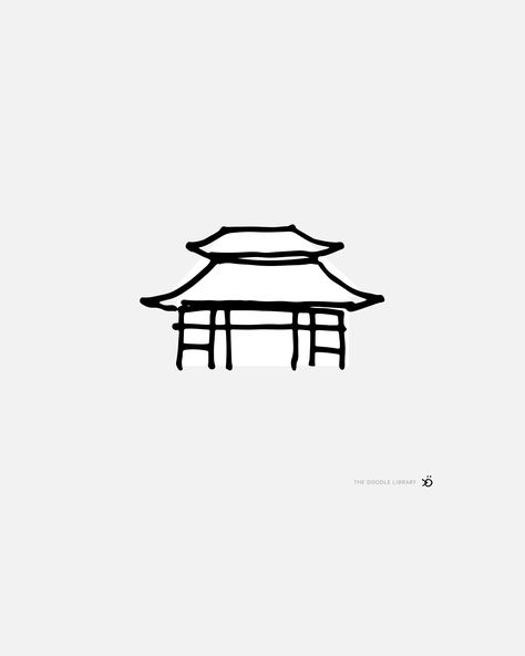 simple drawing Simple Japanese Illustration, Japan Simple Drawing, Japanese Simple Drawing, Simple Temple Drawing, Japanese Temple Drawing Easy, Japanese Easy Drawings, Japan Easy Drawing, Japanese House Drawing Easy, Chinese Doodles Drawing