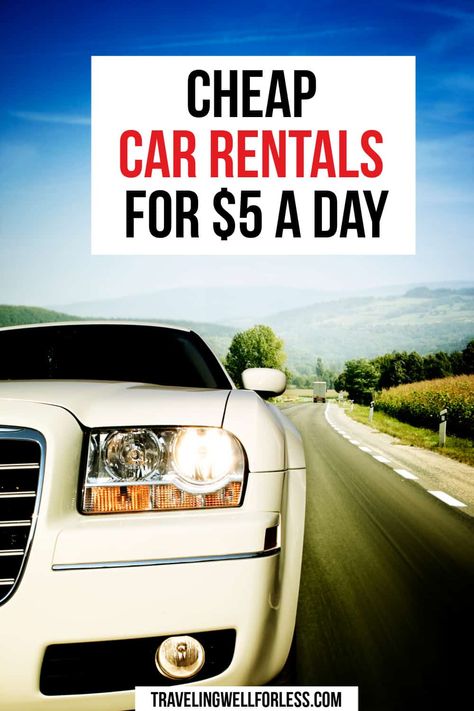 Time for a road trip! Did you know you can score cheap car rentals for less than $5 a day? Click through the post to learn more. | cheap car rentals } $5 a day car rentals | travel tips | travel deals | travel hacks | frugal travel tips | travel more for less | travelwell4less | travel hacking | TravelingWellForLess.com #travel #traveldeals  #travelhacks #travelhacking #travelwell4less Budget Trips, Frugal Travel, Places To Rent, Budget Travel Destinations, Rental Car, Travel Budget, International Travel Tips, Car Rentals, Road Trip Hacks