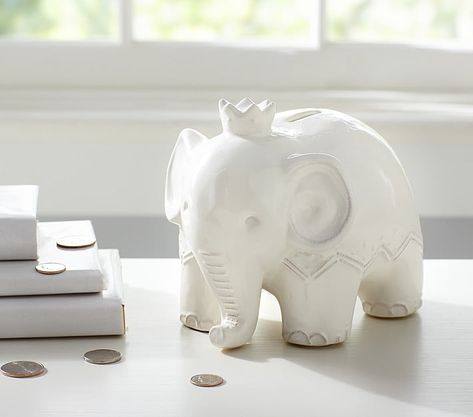 Pottery Barn Kids Elephant Bank Elephant Pottery, Elephants Never Forget, Elephant Theme, Elephant Nursery, Insulated Lunch Box, Client Gifts, Coin Bank, An Elephant, Trendy Baby