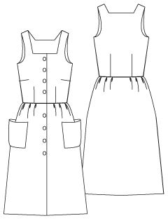 Sewing Pattern Technical Drawing, The Button Down the Front Sundress Pattern 783 Sewing Sundress, Button Down Dress Pattern, Button Front Dress Pattern, Button Drawing, Sew Button, Sewing Videos, Sewing Patterns Free Women, Sundress Pattern, Trendy Sewing Patterns