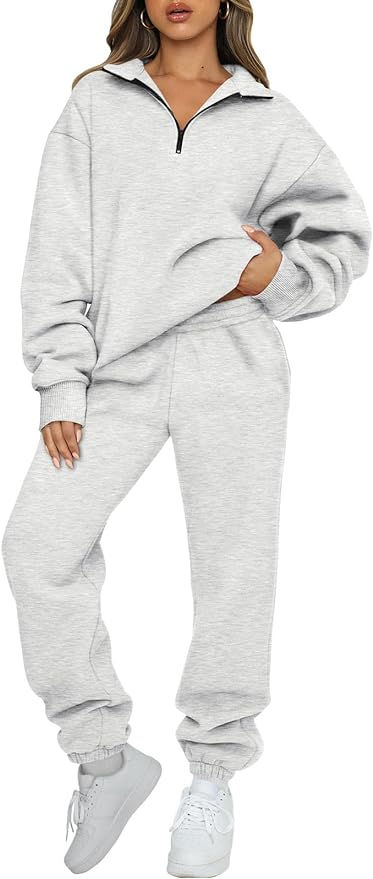 aritzia dupe sweat set. grey sweat set. AUTOMET Womens 2 Piece Outfits Long Sleeve Sweatsuits Sets Half Zip Sweatshirts with Joggers Sweatpants Womens 2 Piece Outfits, Two Piece Loungewear, High Waisted Sweatpants, Outfits Long Sleeve, Baggy Sweatpants, Sweatpants With Pockets, Sweatsuit Set, Half Zip Sweatshirt, Tracksuit Women