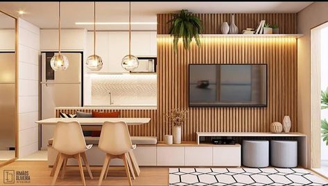 Hack Tv, Beach Apartment Decor, Dining Table Design Modern, Open Kitchen And Living Room, Condo Interior Design, House Redesign, Small Apartment Interior, Condo Interior, Modern Bungalow House