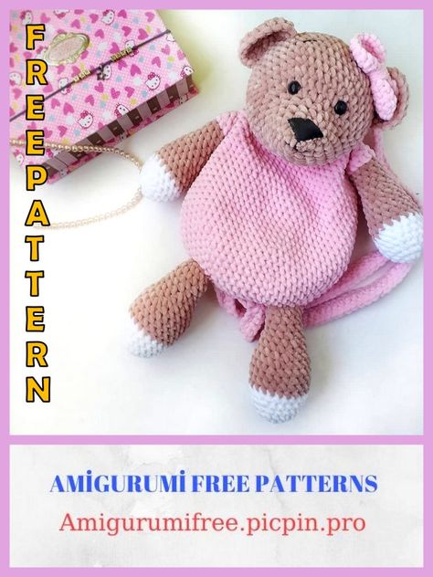 Amigurumi Bear Backpack Free Crochet Pattern Bear Backpack, Crochet Backpack Pattern, Crochet Free Patterns, Amigurumi Bear, Animal Backpacks, Crochet Backpack, Bag Pattern Free, Backpack Free, Crochet Market Bag