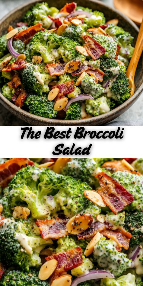 "This easy broccoli salad is a perfect blend of crunchy, creamy, and tangy flavors with fresh broccoli, crispy bacon, dried cranberries, and a delicious dressing. A great make-ahead side dish for barbecues, potlucks, or meal prep!" Creamy Broccoli Salad, Easy Broccoli Salad, Make Ahead Salads, Leafy Salad, Easy Broccoli, Quick Meal Prep, Diced Apples, Frozen Broccoli, Fresh Broccoli