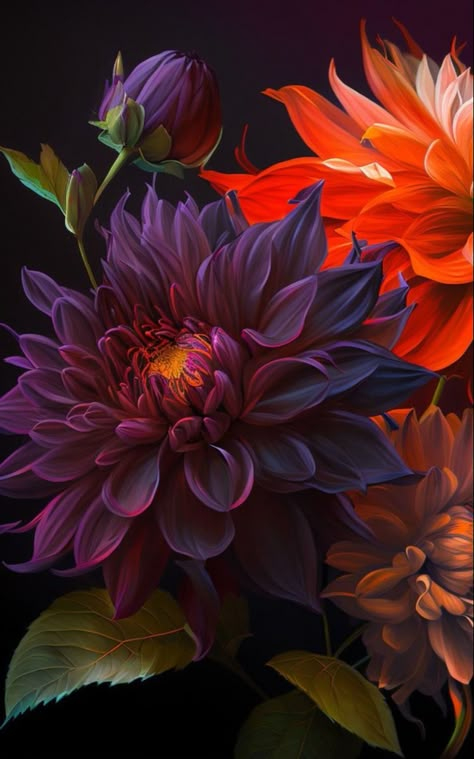 Dalia Flower, Flower Iphone Wallpaper, Dark Flowers, Flower Art Images, Dahlia Flower, Flower Art Painting, Beautiful Blooms, Flower Pictures, Fifty Shades