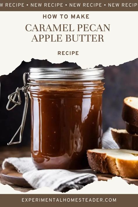 Master the art of crafting a luscious caramel pecan apple butter recipe in your homestead kitchen. Delicious farm-to-table creation awaits! Fireball Apple Butter, Apple And Pear Butter Recipe, Flavored Apple Butter, Spicy Apple Butter, Apple Butter Variations, Pecan Jam Recipe, Carmel Apple Butter Canning, Caramel Pecan Apple Butter, Apple Butter Flavors