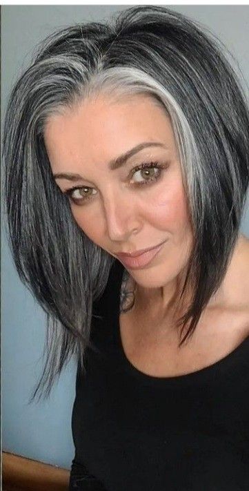 Black And Grey Hair, Gray Hairstyles, Grey Hair Transformation, Gorgeous Gray Hair, Grey Hair Inspiration, Beautiful Gray Hair, Gray Hair Growing Out, Dark Hair With Highlights, Transition To Gray Hair