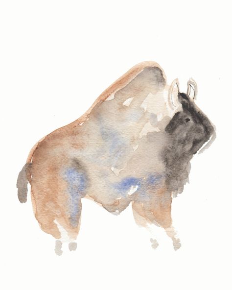 Nursery wall art nursery decor watercolor bison by CupofJackie Boy Nursery Western, Bison Watercolor, Nursery Western, Watercolor Buffalo, Minimal Nursery, Western Nursery, Bison Art, Buffalo Print, Art Boy