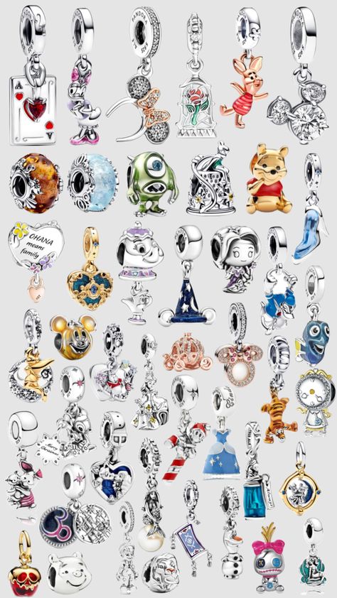 disney pandora charms Disney Pandora Charms, Disney Pandora Bracelet, Disney Pandora, Pandora Bracelet Charms Ideas, Pandora Charms Disney, Pandora Bracelet Designs, Bold Shoes, Disney Charms, Pandora Disney