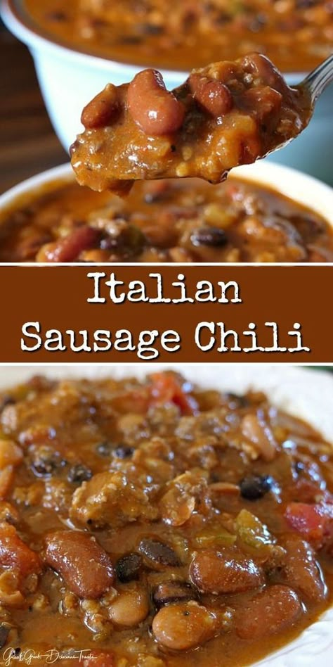 Chili Recipe Sausage And Beef, Chili Recipe Crockpot Beef And Sausage, Chili Recipe With Sausage And Hamburger, Sausage Chilli Recipes, Chilli Recipe With Sausage, Pork Sausage Chili Recipe, Italian Sausage Chili Recipes, Different Chilli Recipes, Recipes With Chili Beans