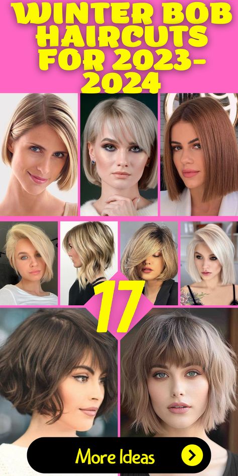 Trendy Winter Bob Haircut 2023-2024 for Short Hair: Embrace the chilly season with a trendy winter bob haircut 2023-2024, perfect for those with short hair. Whether you prefer a classic bob or want to experiment with curly or wavy textures, this haircut adds flair to your look. Learn how to style it at home and bring out the best in your hair's natural beauty. Stay ahead of the latest trends and show off your unique style with these winter hair inspirations for short hair. Kort Bob, Asymmetrical Bob Haircuts, Bob Haircut With Bangs, Bangs Curly, Bob Haircut For Fine Hair, Hairstyle Inspiration, Summer Hairstyles For Medium Hair, Bob Haircuts For Women, Short Bob Haircuts