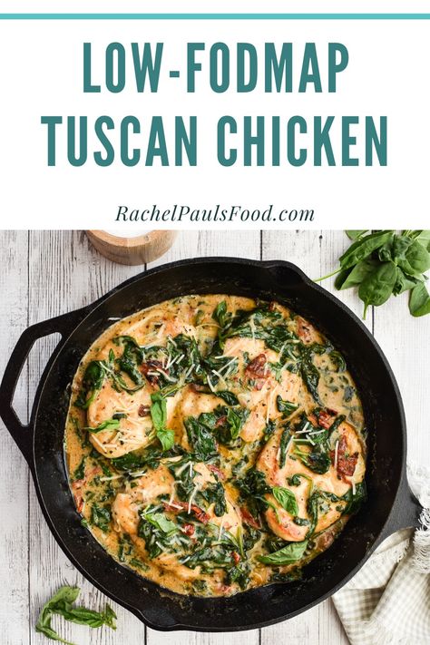 Fodmap Chicken Recipes, Ibs Friendly Food, Fodmap Chicken, Fodmap Recipes Dinner, Low Fodmap Recipes Dinner, Low Fodmap Chicken, Fodmap Meal Plan, Fodmap Food, Creamy Tuscan Chicken