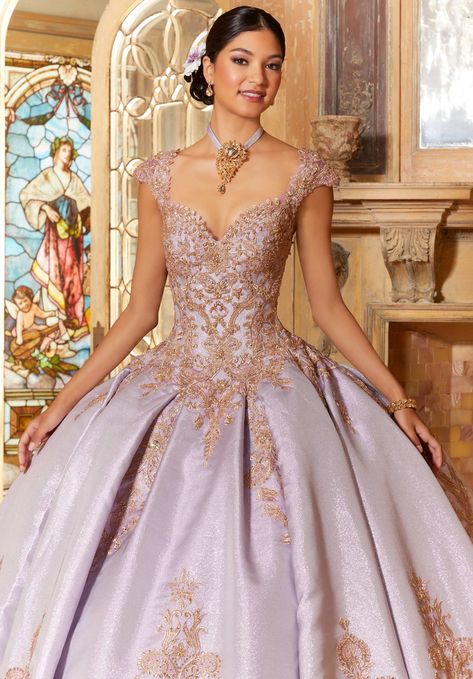 STYLE #34062 Satin Quinceanera Dress, Quinceanera Dresses Gold, Barbie Fashion Sketches, Indian Wedding Gowns, Wearing Purple, Satin Ball Gown, Pretty Quinceanera Dresses, Quince Dress, Blush Gold