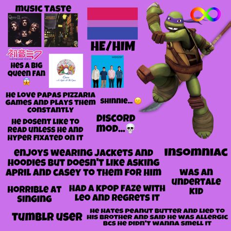 Tmnt Donnie Headcanons, 2012 Tmnt Headcanons, Smooth Donatello, Bayverse Donatello, Rottmnt Headcanons, 2012 Donatello, Donatello Tmnt 2012, Rottmnt Turtles, Tmnt Headcanons