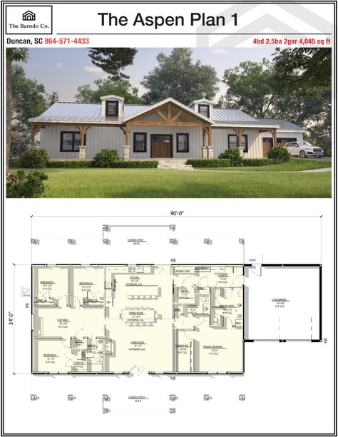 Barndominium Floor Plans | The Barndo Co Floor Plan With Garage, Masonite Siding, Aluminum Clad Windows, Building A Barndominium, Light Stained Wood, Custom Barndominium, Exterior Siding Options, Studio Floor Plans, 4 Bedroom Barndominium