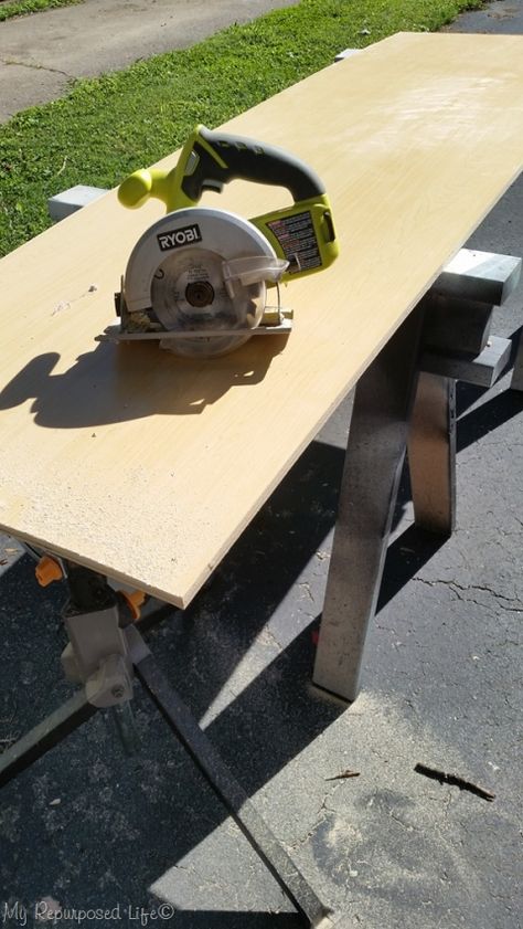 sewing cabinet needs a new top Rustic Buffet Tables, Rustic Buffet Table, Circular Saw Jig, Circular Saw Track, Rustic Buffet, Track Saw, Skil Saw, Wooden Trees, Best Jigsaw