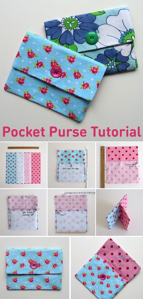 How To Sew A Wallet For Beginners, Button Pouch Sewing Pattern, Small Coin Purse Pattern Free Sewing, Button Pouch Pattern, Tiny Coin Purse Pattern, Button Sewing Projects, Snap Coin Purse Diy, Pattern For Small Purse, Sew A Coin Purse