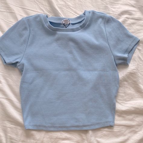 Brand New Condition, Never Worn Light Blue Crop Top Outfit, Blue Crop Top Outfit, Blue Garage, Light Blue Crop Top, Fancy Fits, Light Blue Top, Blue Crop Top, Garage Tops, Unique Hoodies