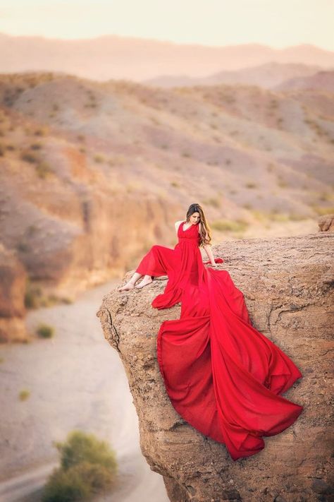 Flying Dress Photoshoot, Red Flowy Dress, Horse Photoshoot, Red Infinity, Train Photo, Engagement Gown, Flying Dress, Long Flowy Dress, Dress Photoshoot