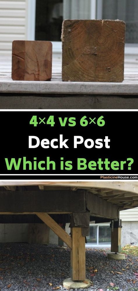 Building a deck is a great way to extend the outdoor living space of a home or business. Making sure it is solid and structurally sound from the ground up though, is often a matter of 4×4 vs 6×6 deck post Second Story Deck Ideas, Deck Options, Deck Footings, Treehouse Ideas, Building A Floating Deck, High Deck, Second Story Deck, Platform Deck, Deck Pool