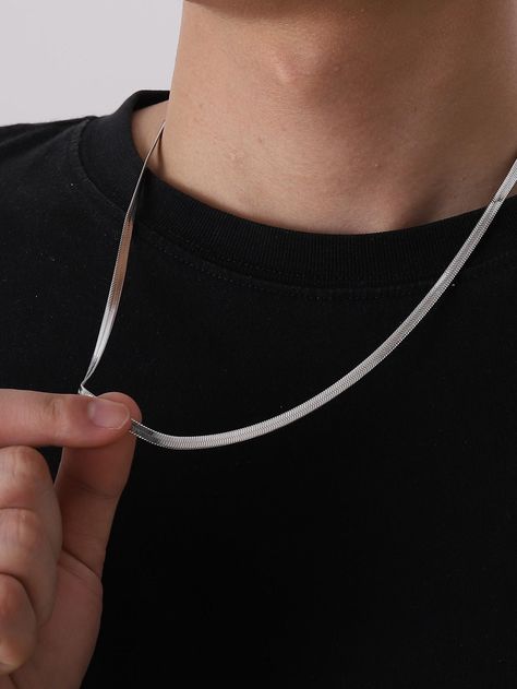 Silver  Collar  Stainless Steel   Embellished   Men's Fashion Jewelry Mens Silver Chain Necklace Men's Jewelry, Men Silver Pendant, Silver Accessories For Men, Chain Silver Men, Silver Chains For Men, Silver Chain Men, Men Silver Chain, Chain Men Necklace, Silver Necklace Men