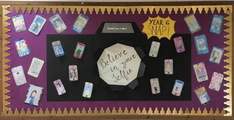 Believe in your selfie 3-D bulletin board idea – Saved you a Spot Selfie Bulletin Board Ideas, Display Work Bulletin Board, 3d Bulletin Board Ideas, Selfie Bulletin Board, Drawing A Portrait, Selfie Board, Display Boards For School, Work Bulletin Boards, Art Bulletin Boards